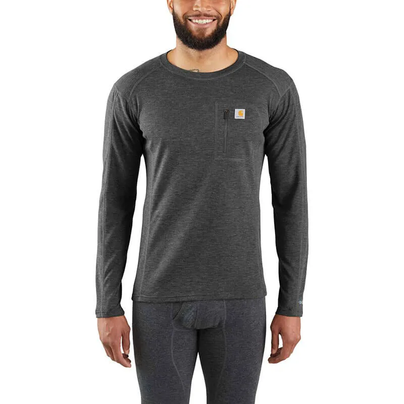 MBL119 - Carhartt Men's FORCE Heavyweight Synthetic-Wool Blend Base Layer Crewneck Pocket Top