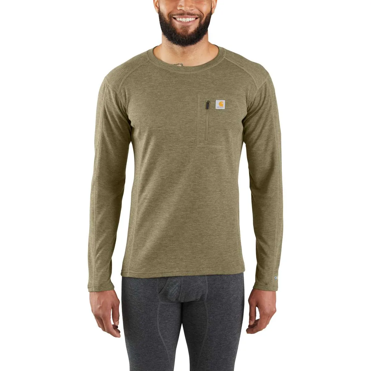 MBL119 - Carhartt Men's FORCE Heavyweight Synthetic-Wool Blend Base Layer Crewneck Pocket Top