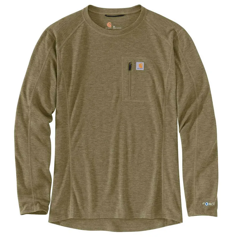 MBL119 - Carhartt Men's FORCE Heavyweight Synthetic-Wool Blend Base Layer Crewneck Pocket Top