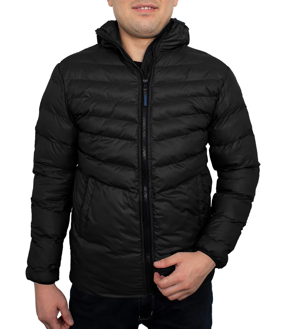 Men's Black Puffer Jacket with Hood