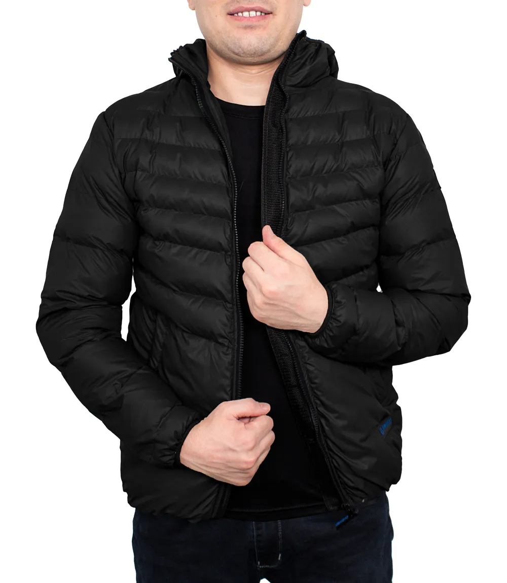 Men's Black Puffer Jacket with Hood