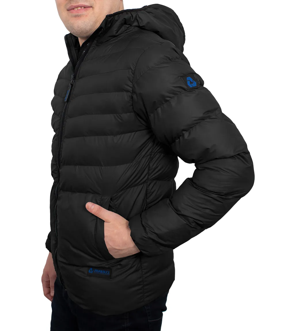 Men's Black Puffer Jacket with Hood