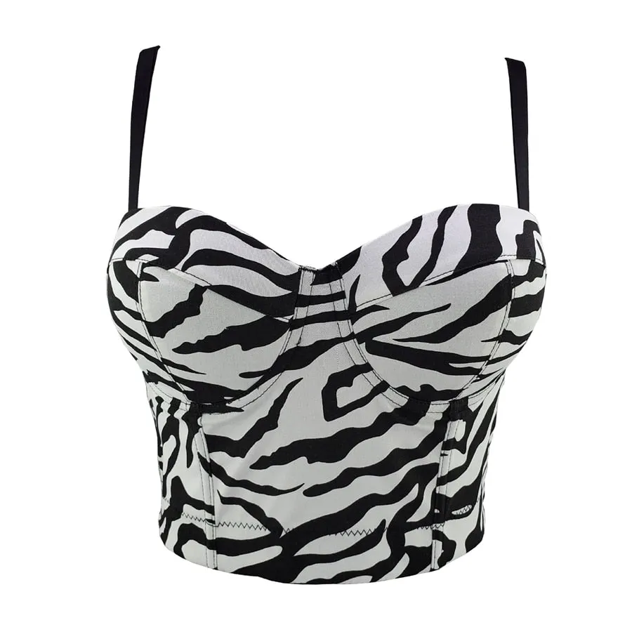 New Zebra Stripes Autumn Sexy Vest Crop Top Women Underwear To Wear Out Push Up Bralette Bra Corset Tops