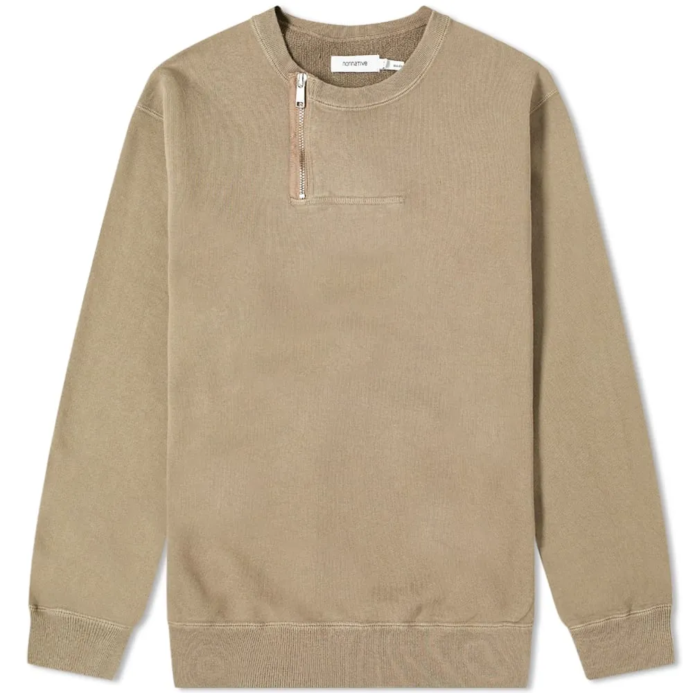 Nonnative Dweller Half Zip Crew SweatBeige