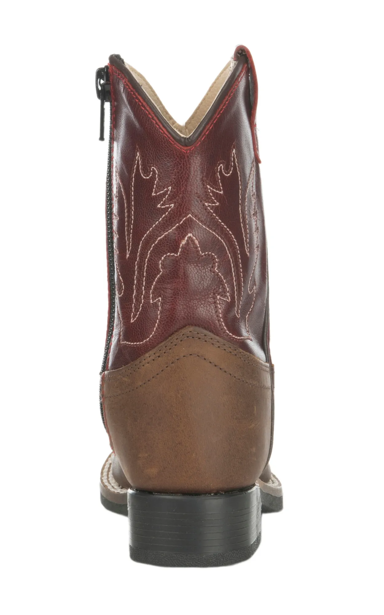 Old West Toddler Brown and Wine Corona Calf Square Toe Cowboy Boot