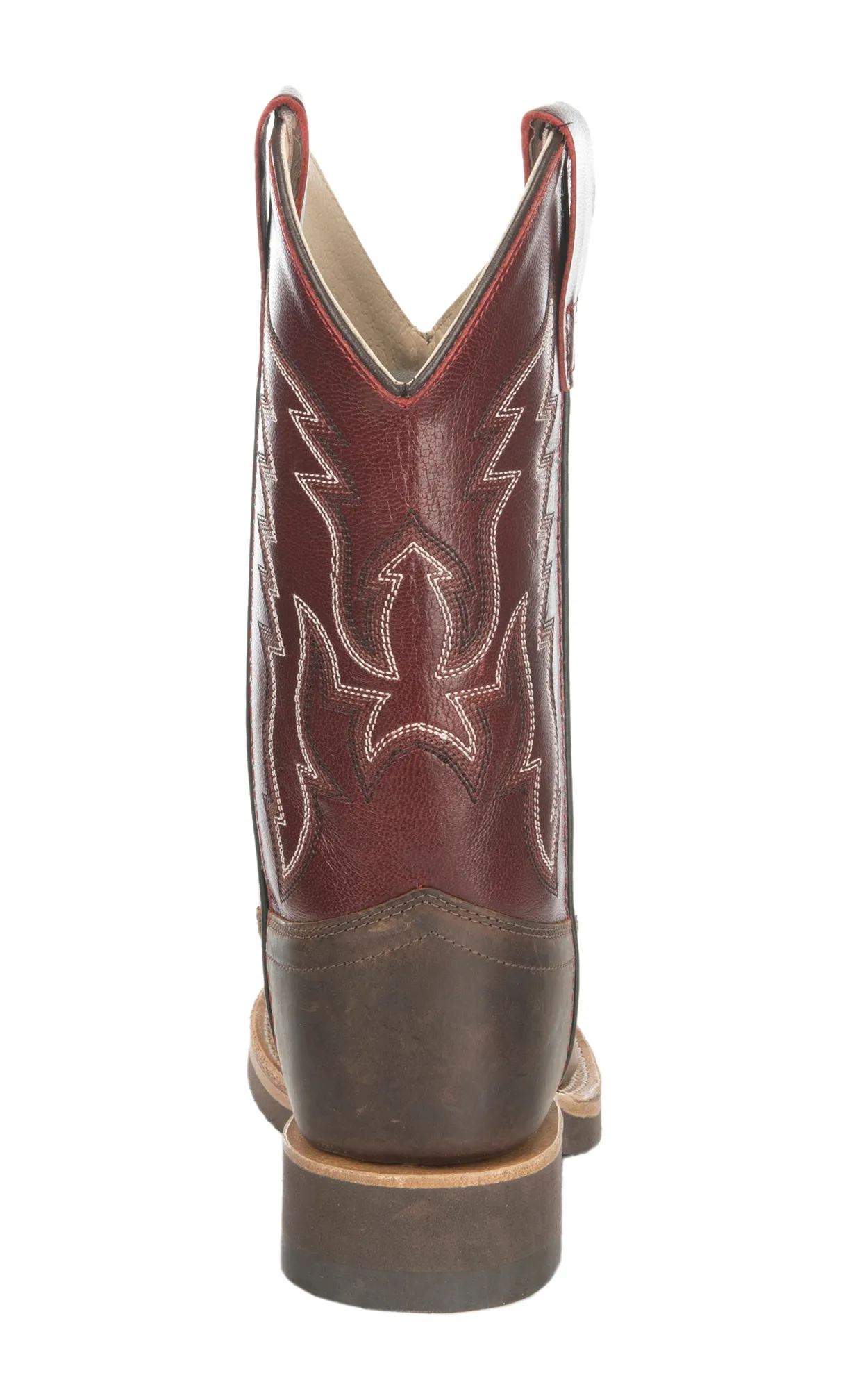 Old West Youth Brown and Wine Corona Calf Square Toe Cowboy Boot