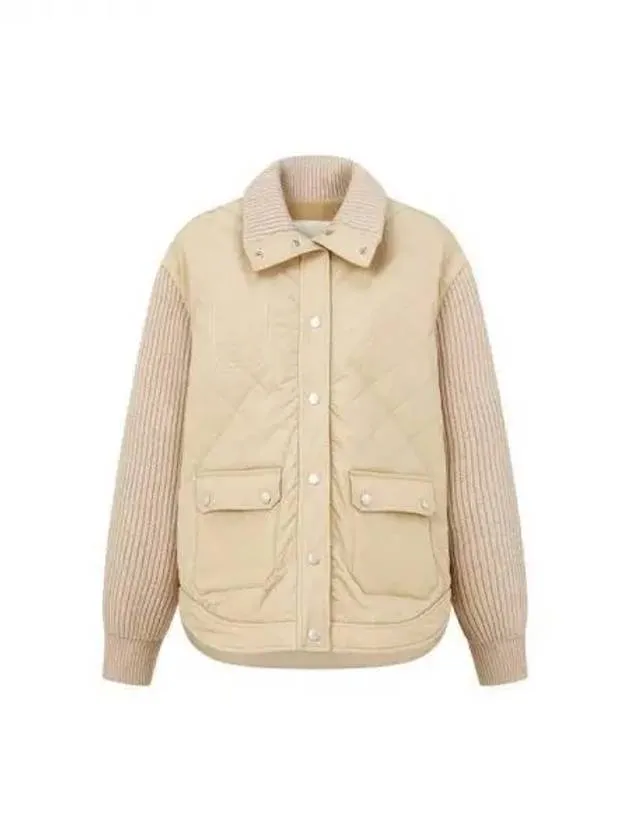 Overseas Station Season Big Chance 8 18 Women s Knit Sleeve Diamond Quilted Jacket Beige 270606