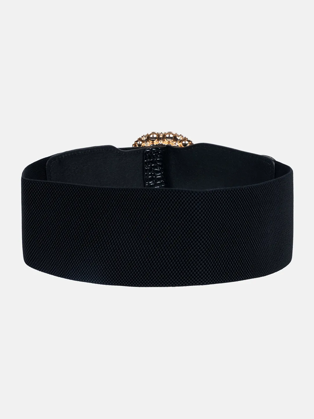 Pearl Embellished Croco Broad Belt