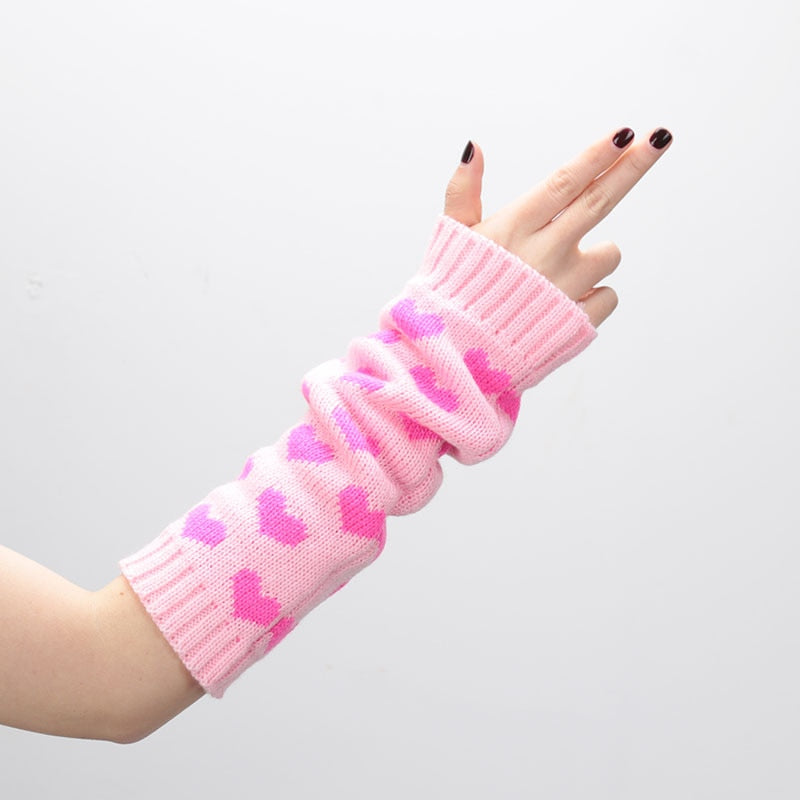 Pink Heart Arm Warmers - Cupcake