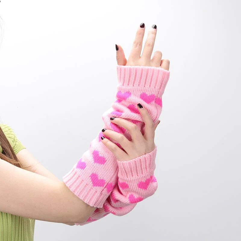 Pink Heart Arm Warmers - Cupcake