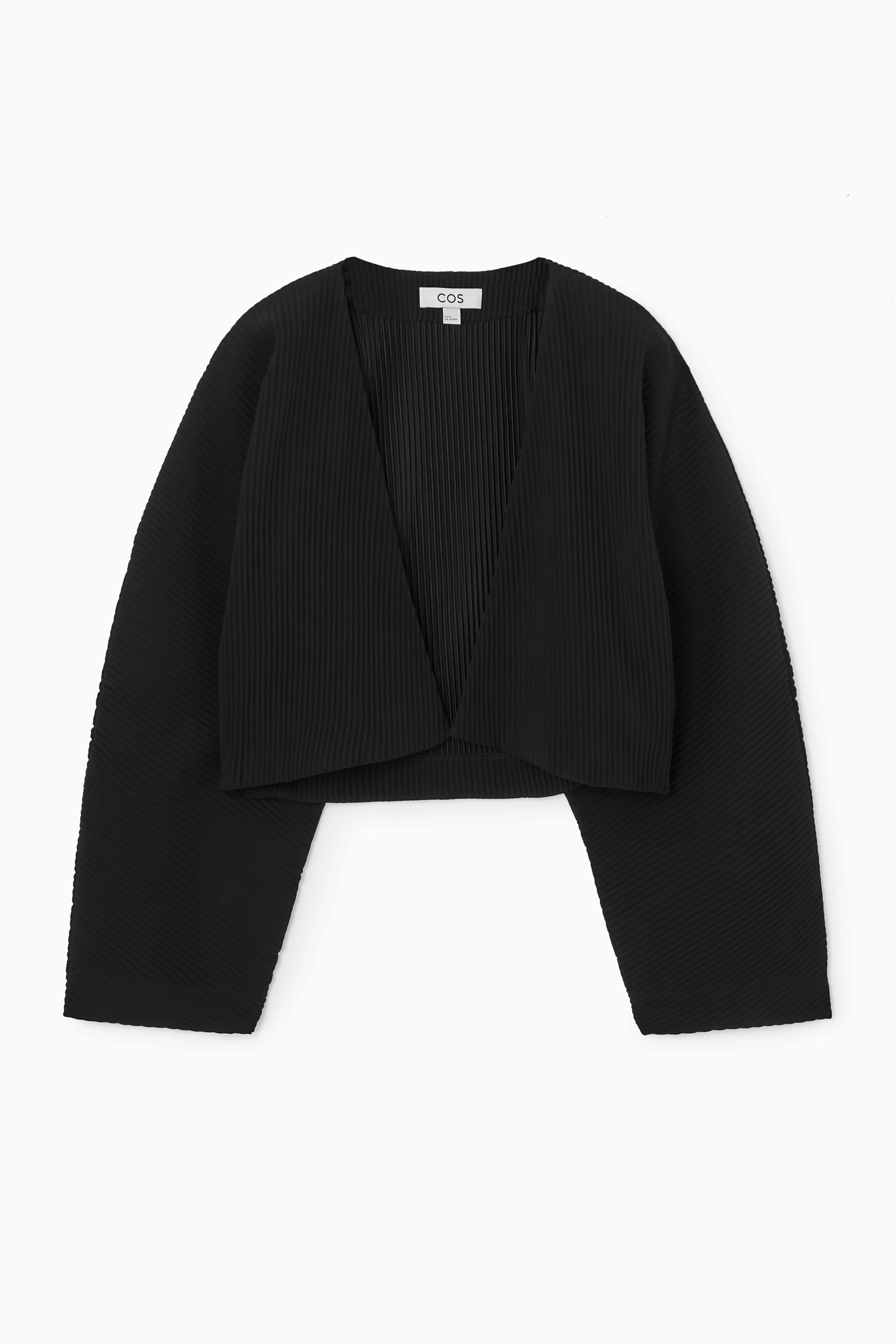 PLISSÉ BOLERO JACKET - V-neck - Long sleeve - BLACK - Ladies | H&M GB