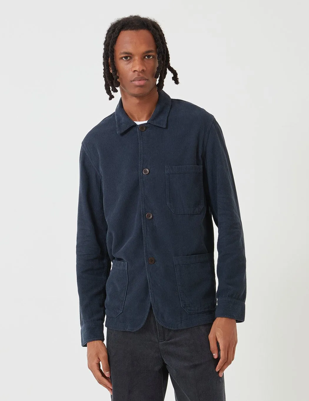 Portuguese Flannel Labura Workwear Jacket (Cord) - Navy Blue