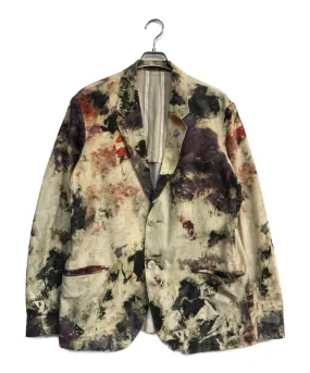 [Pre-owned] Yohji Yamamoto pour homme Painting Print Tailored Jacket HW-J59-024 All-Print Backless Jacket 18ss Look27 Beige HW-J