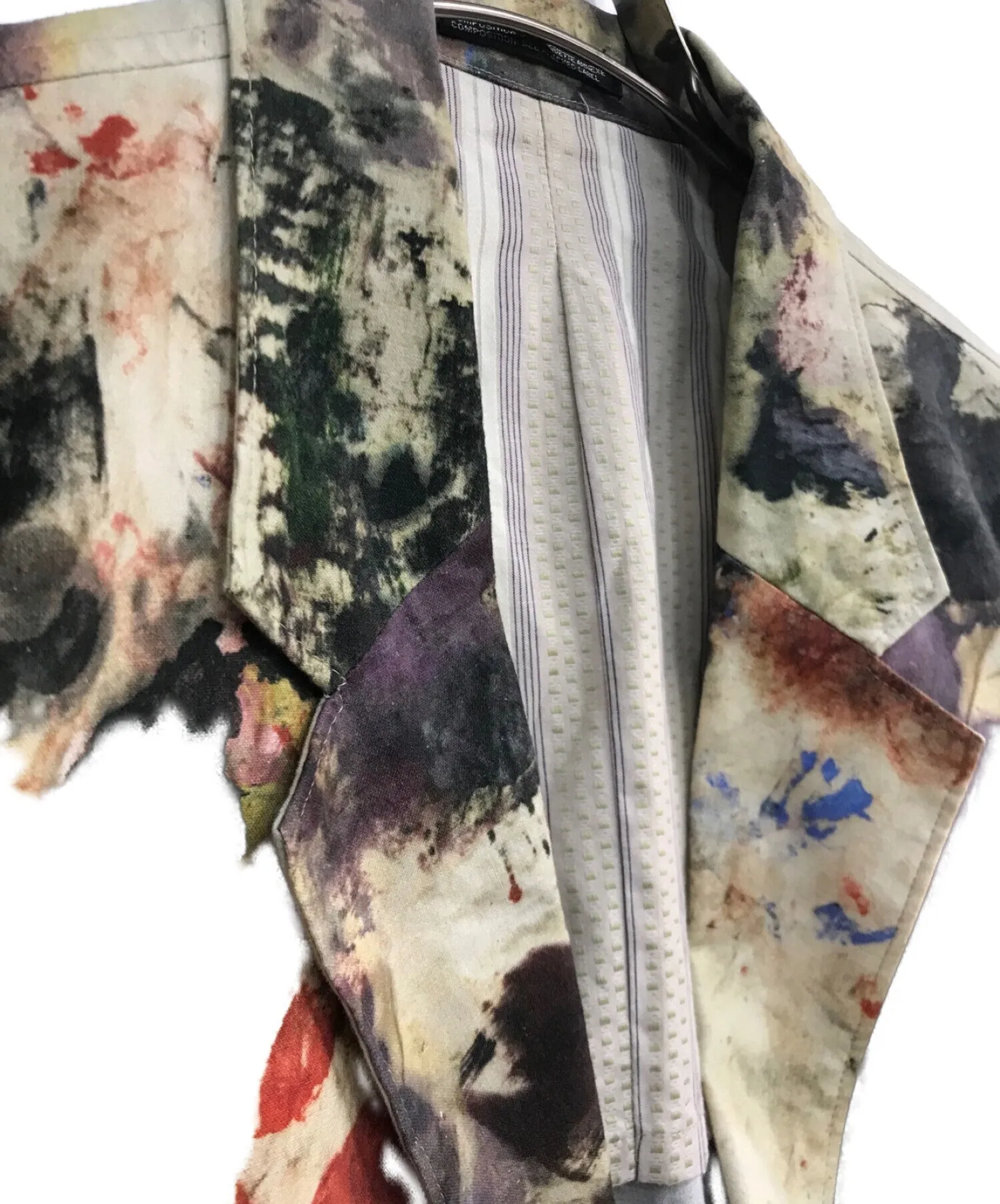 [Pre-owned] Yohji Yamamoto pour homme Painting Print Tailored Jacket HW-J59-024 All-Print Backless Jacket 18ss Look27 Beige HW-J