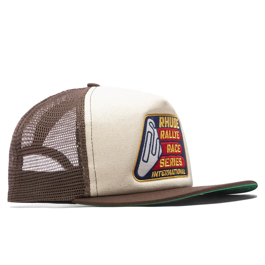 Race Series Washed Trucker Hat - Brown