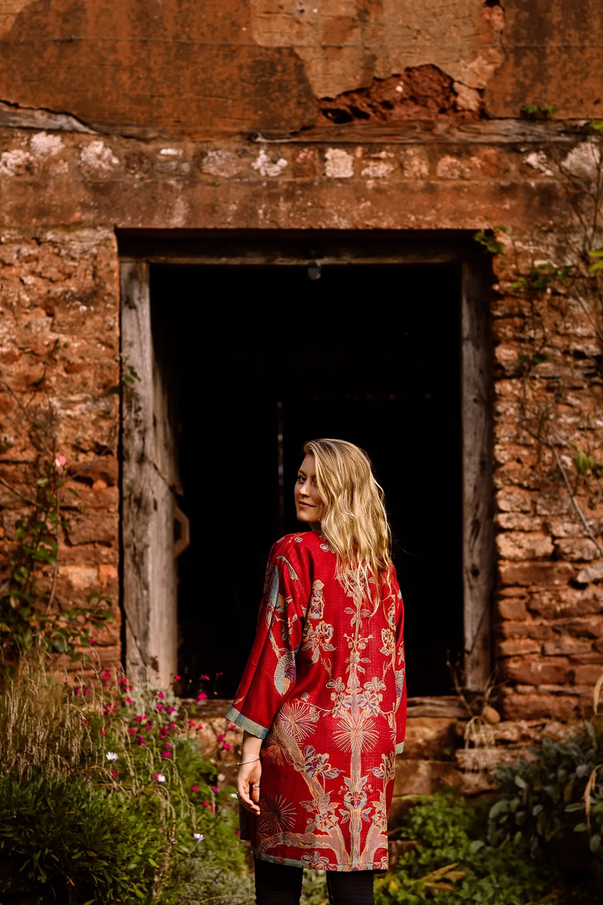 Reversible Kimono Jacket in Venetian Red