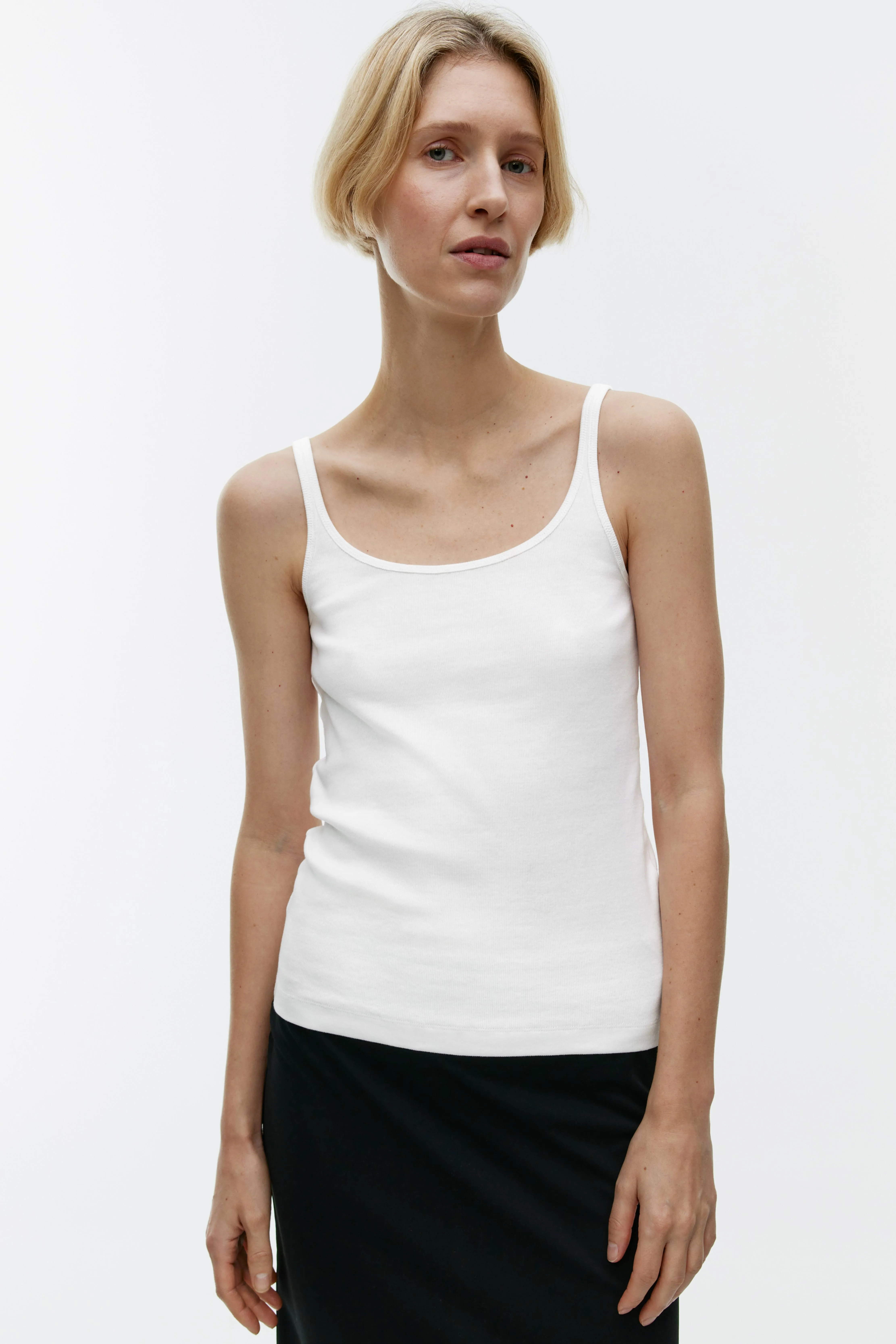 Ribbed Tank Top - Round neck - Sleeveless - White - Ladies | H&M GB