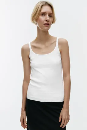 Ribbed Tank Top - Round neck - Sleeveless - White - Ladies | H&M GB