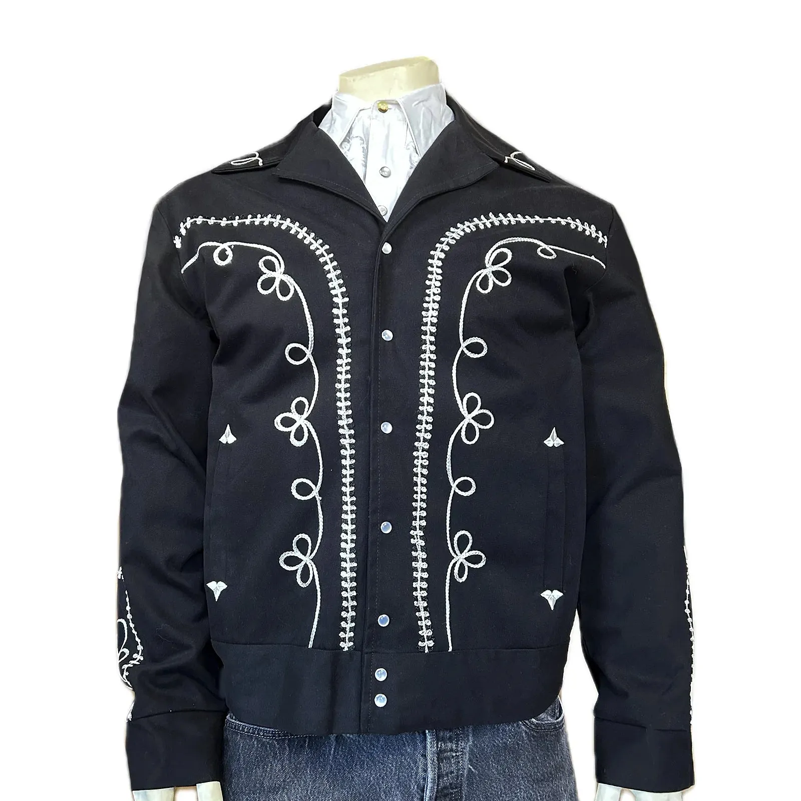 Rockmount Ranchwear Vintage Western Bolero Jacket with White Rope Embroidery