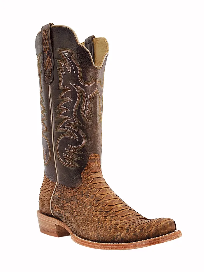 R.Watson RW7911-1 Mens Beige Sueded Python Western Boot Tan