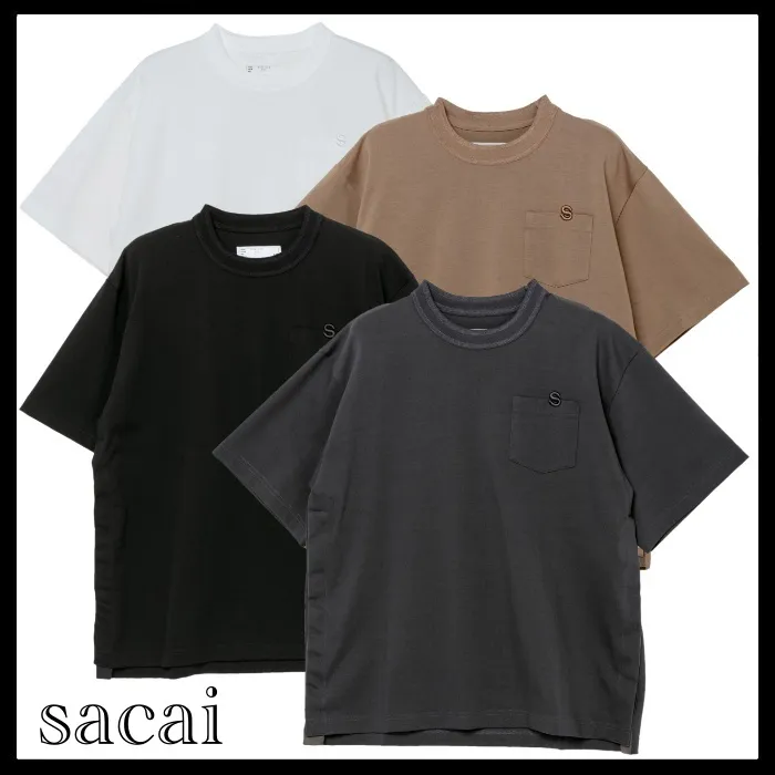 sacai  |Street Style Plain Cotton Short Sleeves Logo Designers