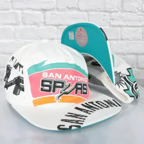 San Antonio Spurs Hardwood Classics In Your Face Deadstock Teal bottom | White Snapback Hat