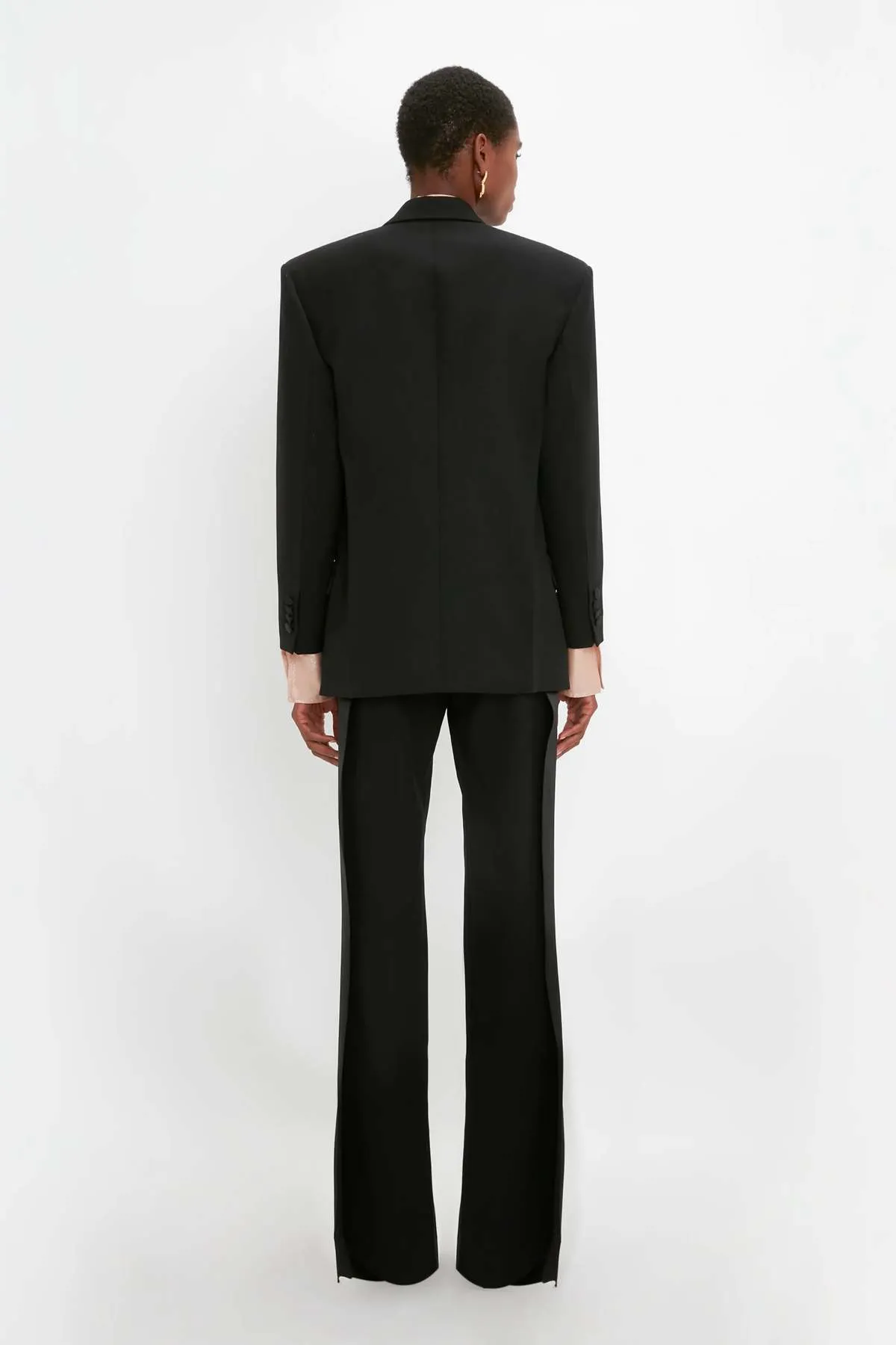 Satin Lapel Tuxedo Jacket - Black