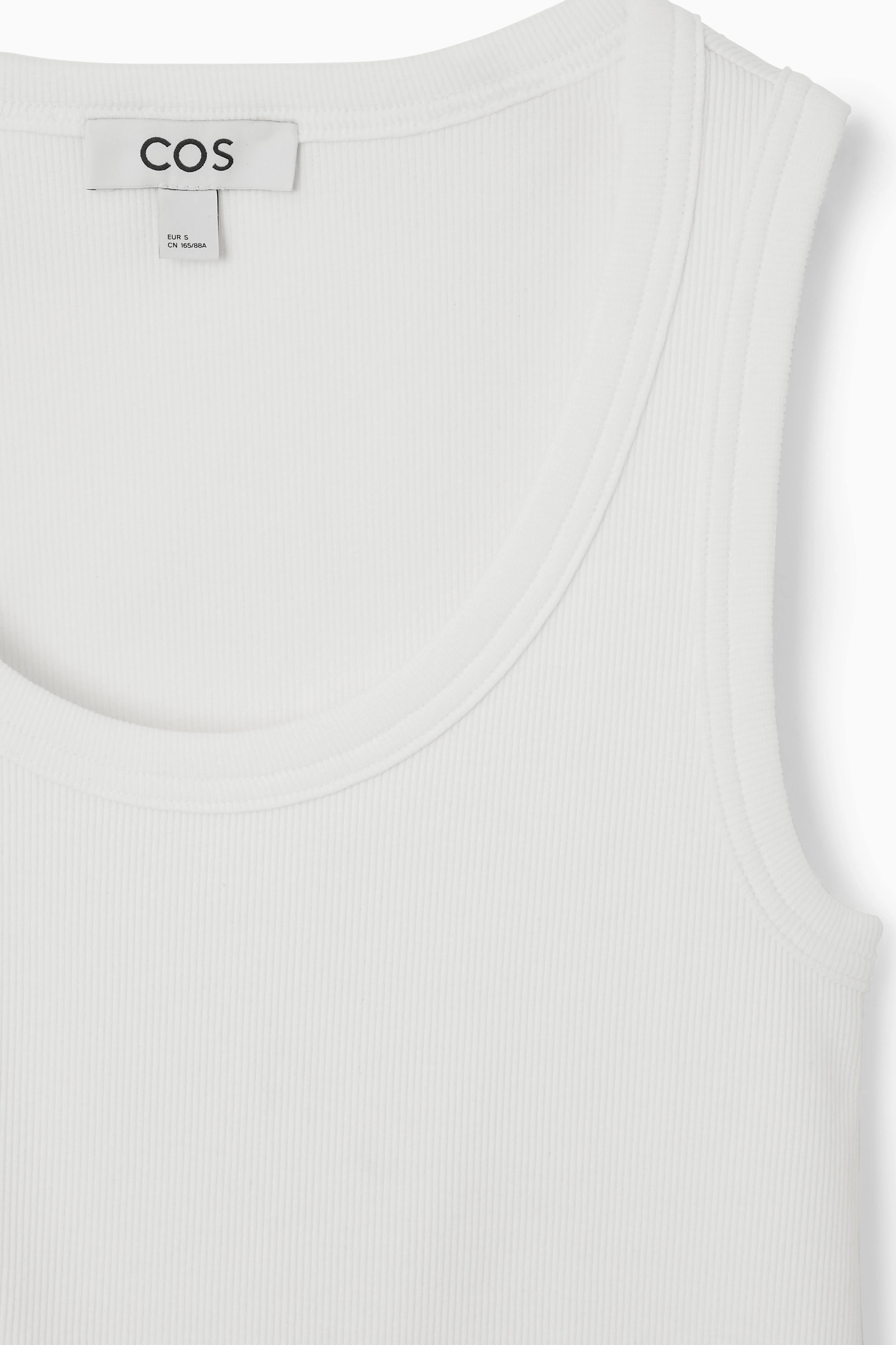 SCOOP-NECK RIBBED TANK TOP - Deep neckline - Sleeveless - WHITE - Ladies | H&M GB