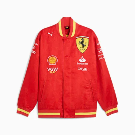 Scuderia Ferrari Team Men's Varsity Jacket | Burnt Red | PUMA SHOP ALL PUMA | PUMA 