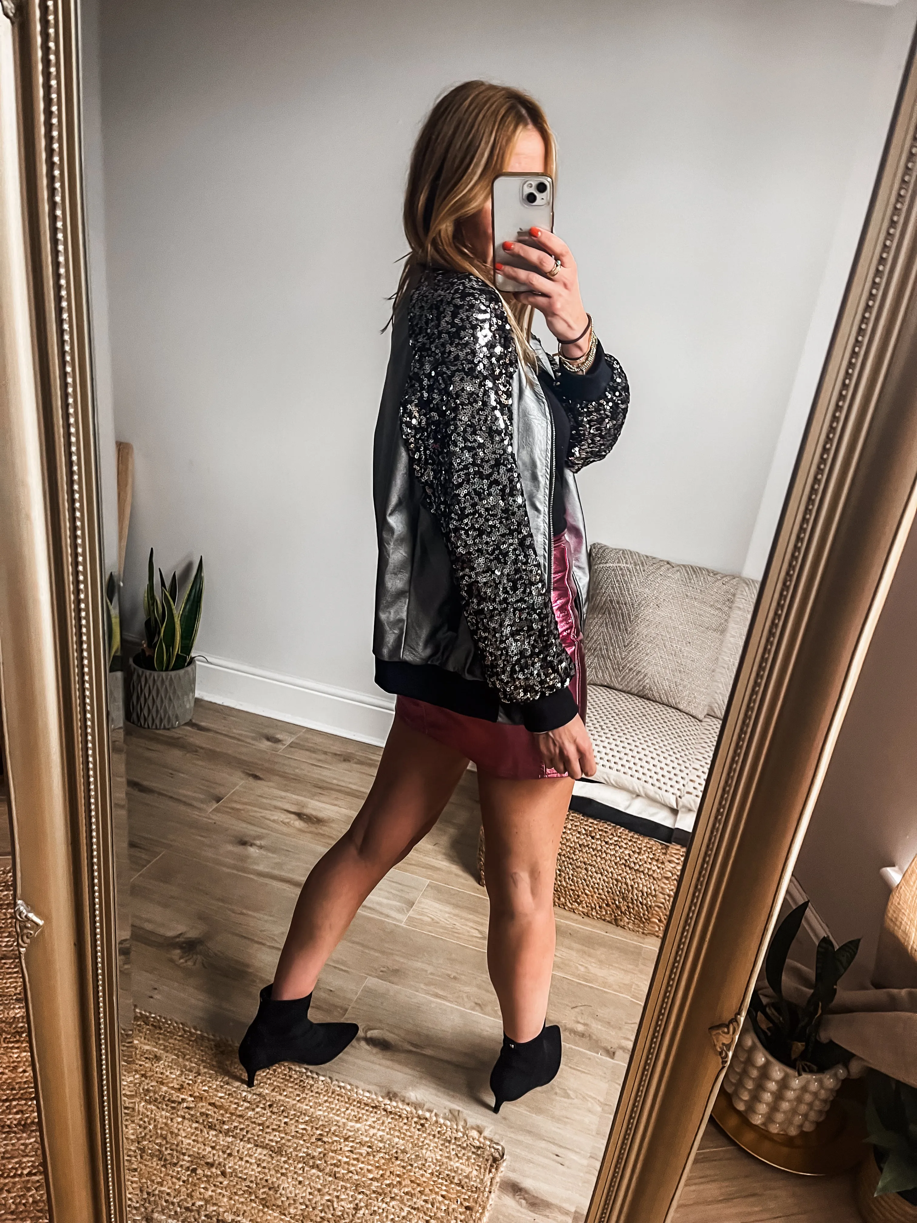 Sequin Sleeve Bomber Jacket