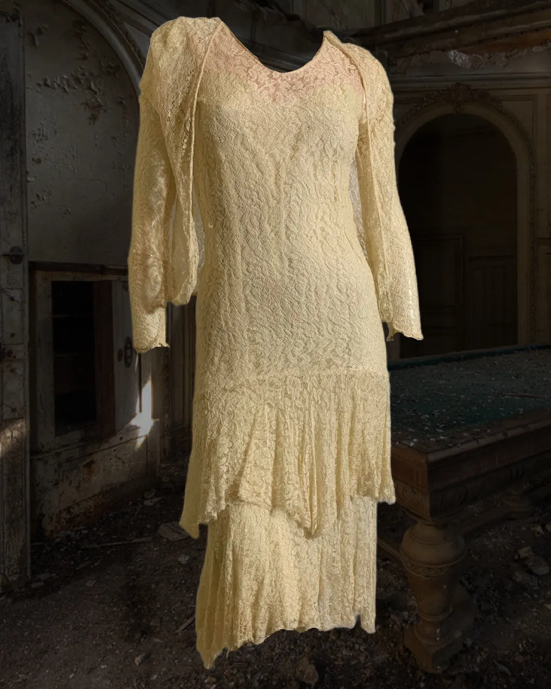 Sleeveless Lace Dress with Jacket circa 1930s