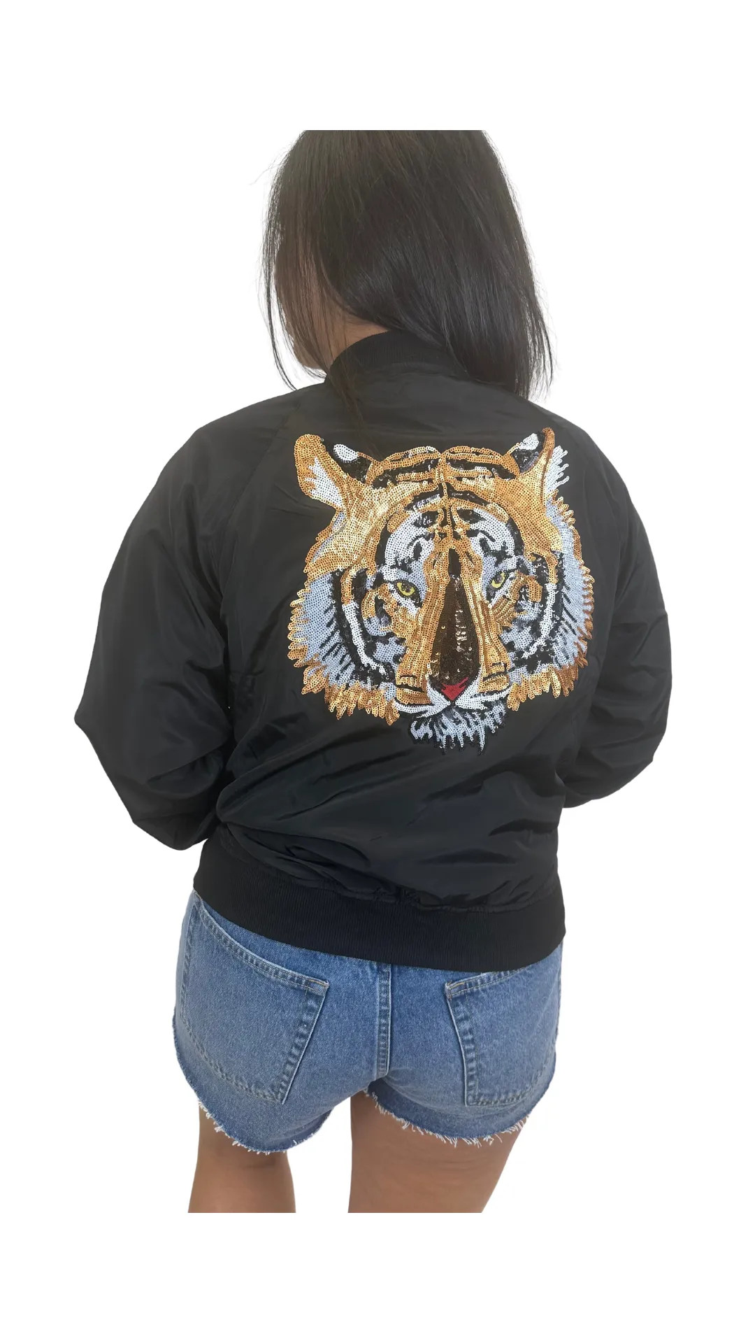 Sparkle City Tiger Head Bomber Jacket