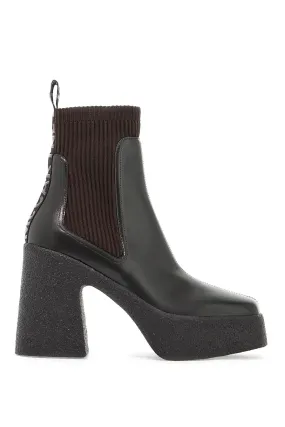 Stella Mc Cartney Skyla Sock Ankle Boots With Heel   Brown