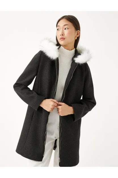 Straight Fit Hooded Coat