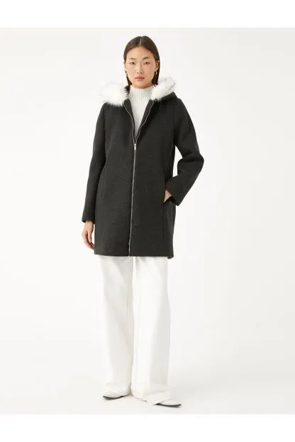 Straight Fit Hooded Coat