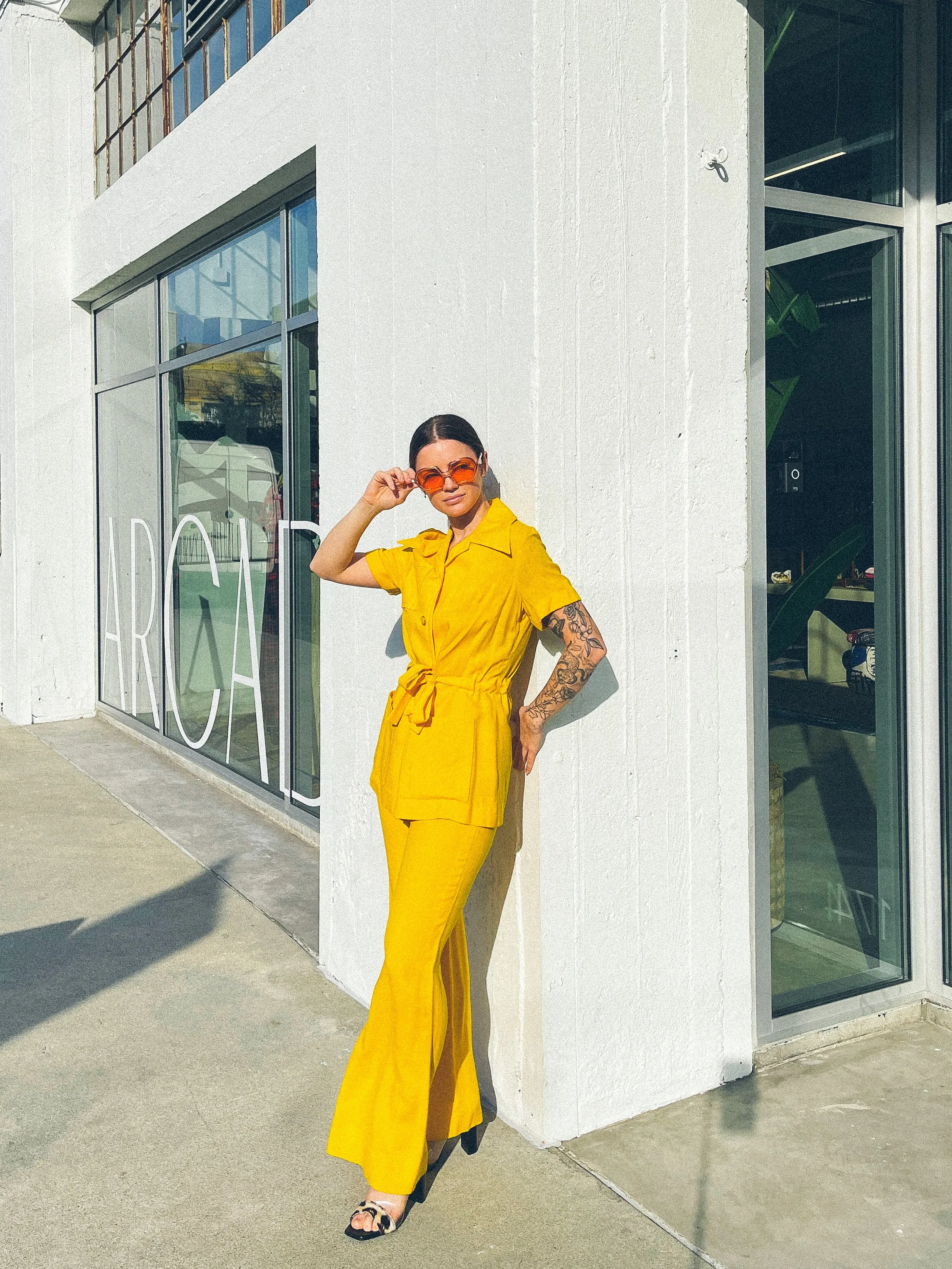Sunflower Yellow Belted Pant Suit