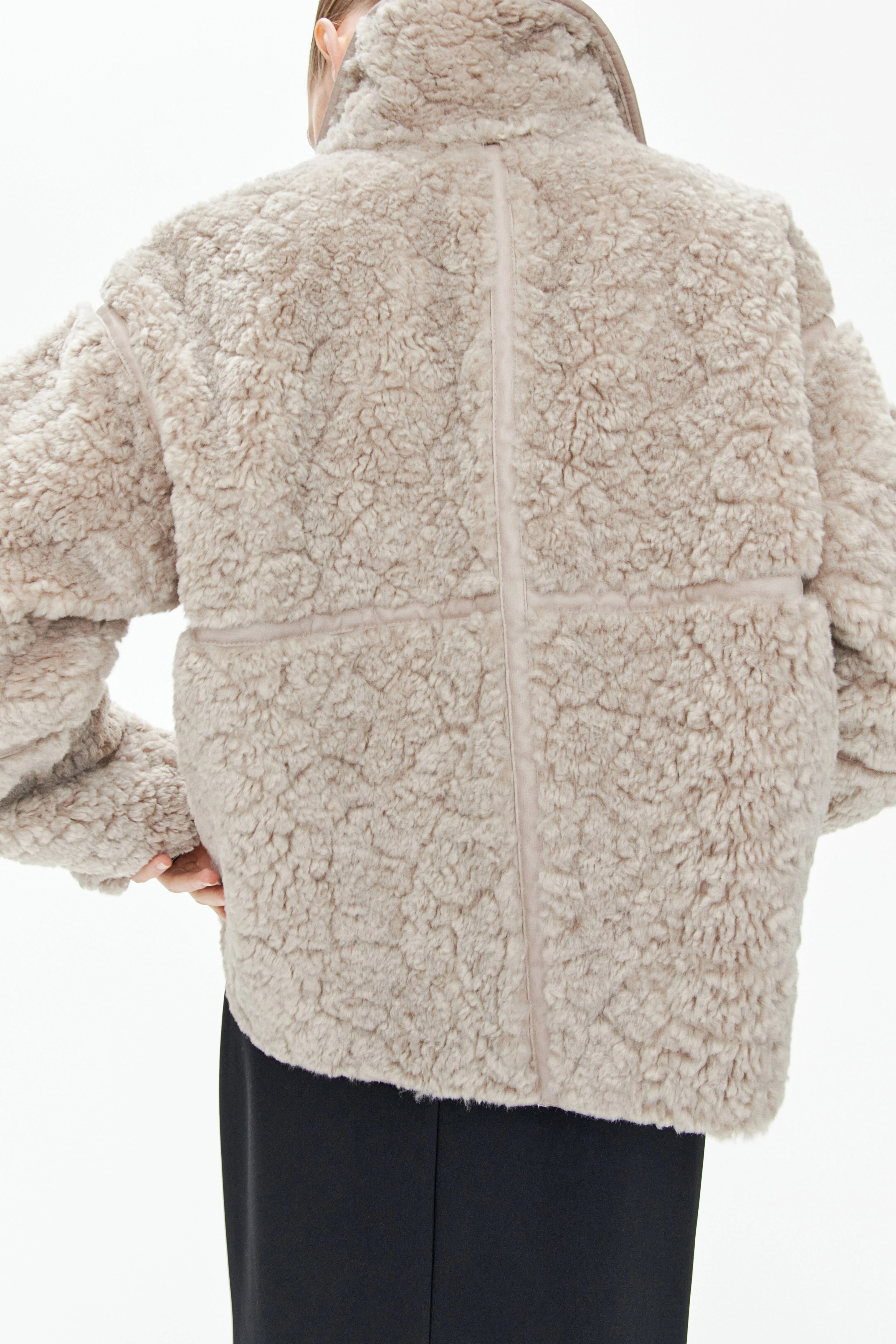 Teddy jacket - Long sleeve - Regular length - Beige - Ladies | H&M GB