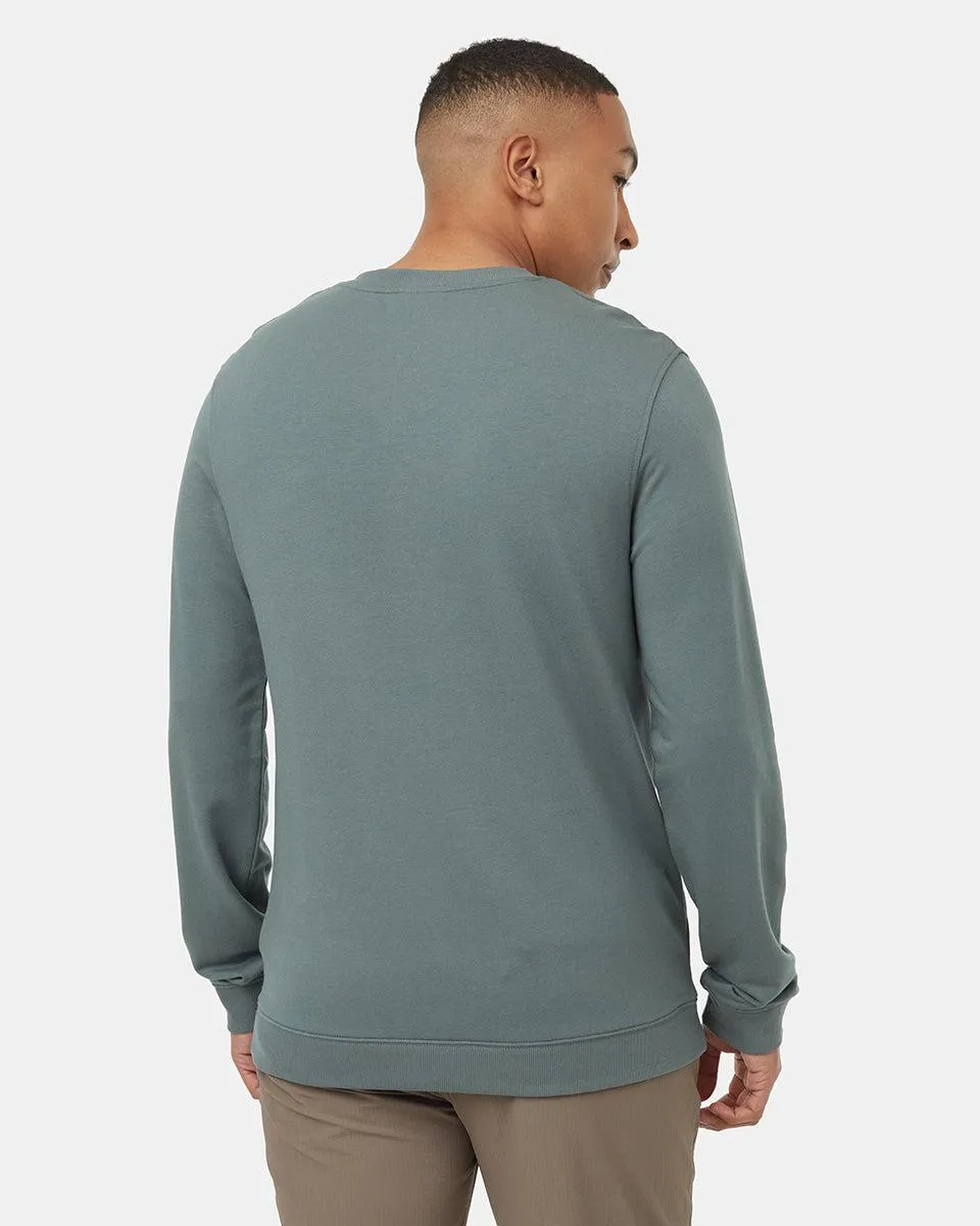 Tentree Soft Terry Light Placket Crew In Light Urban Green