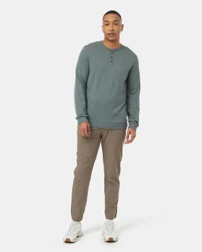 Tentree Soft Terry Light Placket Crew In Light Urban Green