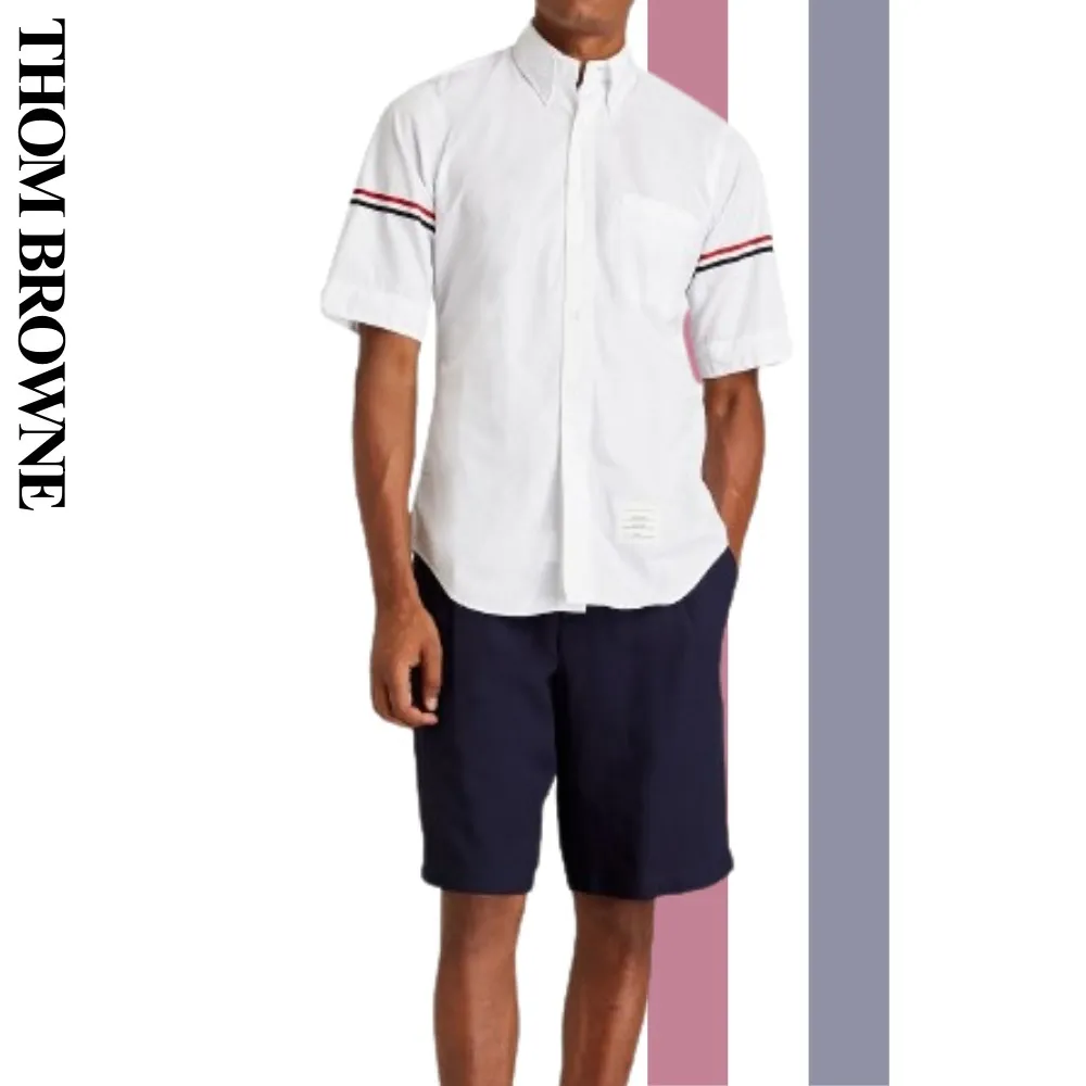 THOM BROWNE  |Cotton Short Sleeves Bridal Logo Designers Outlet Shirts