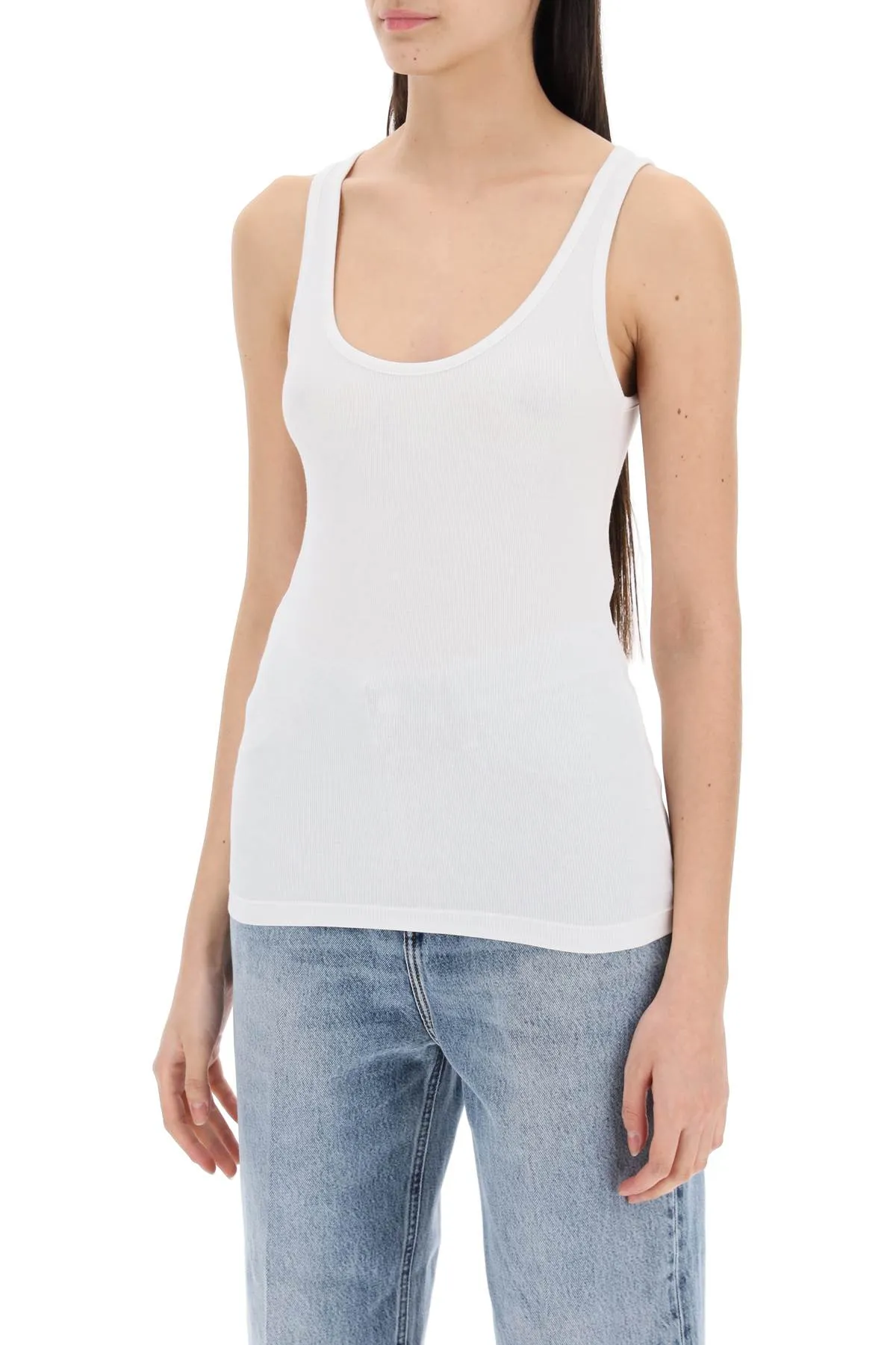 Toteme ribbed jersey tank top with 241 WRT1053 FB0094 WHITE