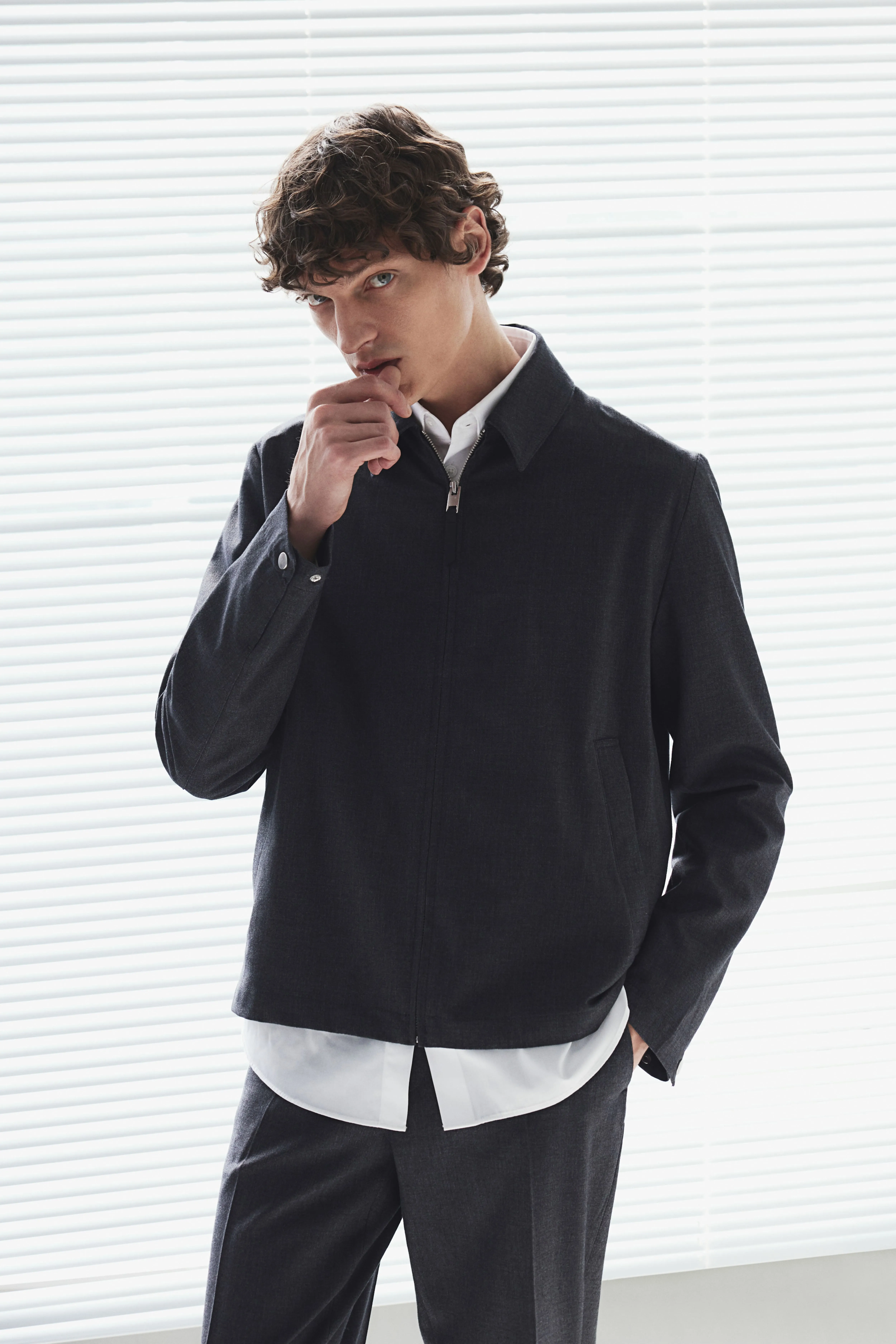 Twill jacket - Long sleeve - Regular length - Dark grey - Men | H&M GB