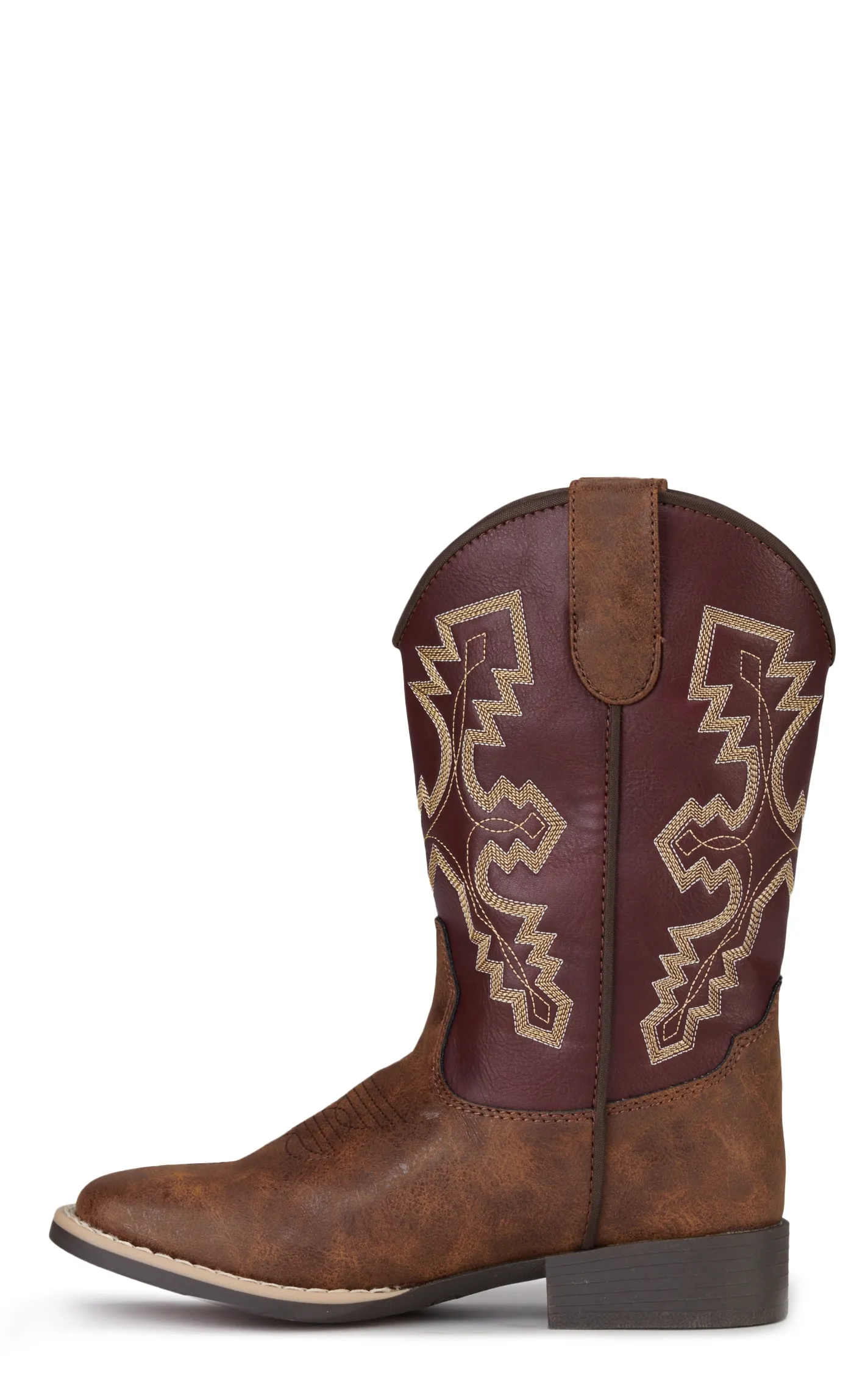 Twister Boys' Blake Brown and Burgundy Square Toe Cowboy Boots