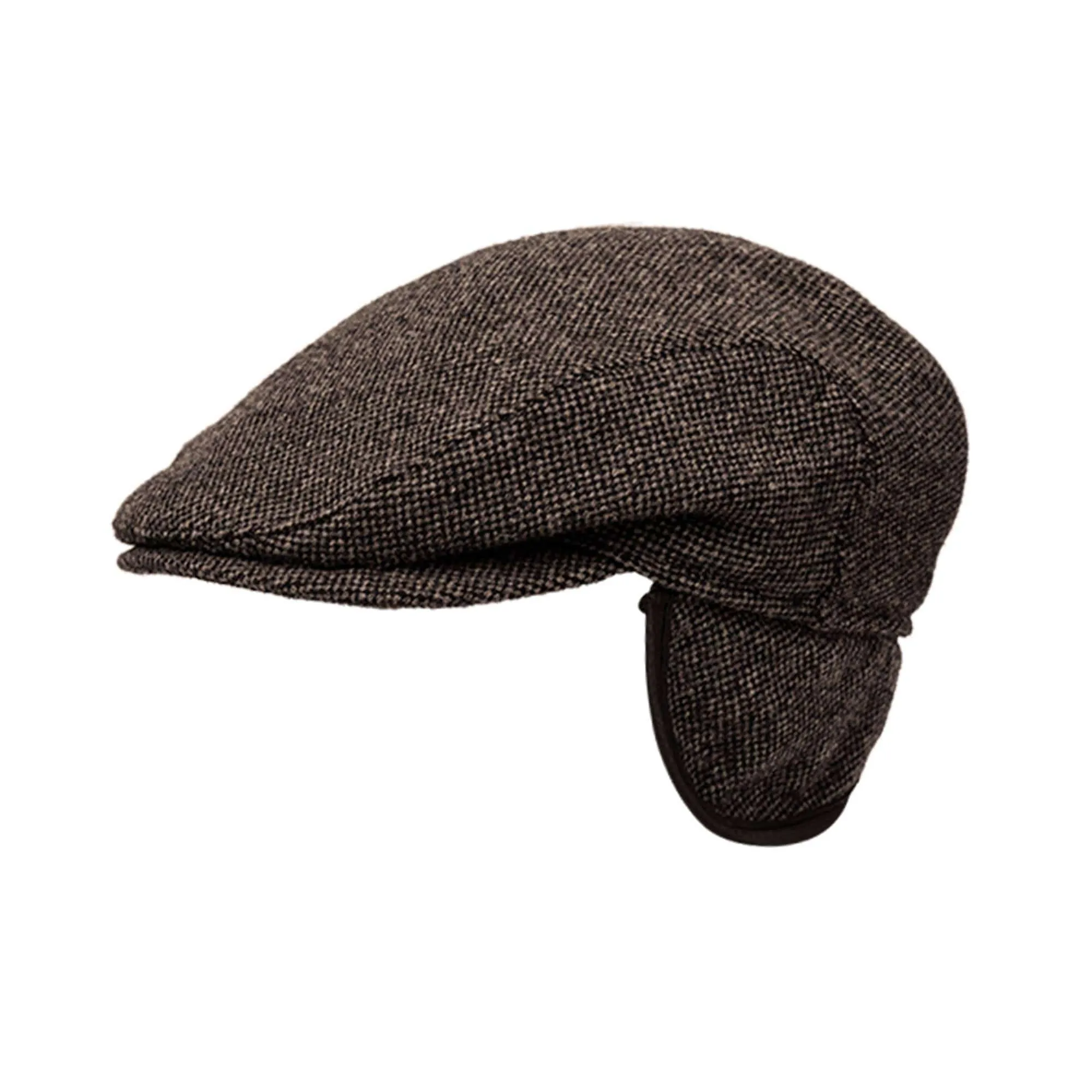 Wigens Men's Shetland Wool Slim Ivy Cap with Ear Flaps