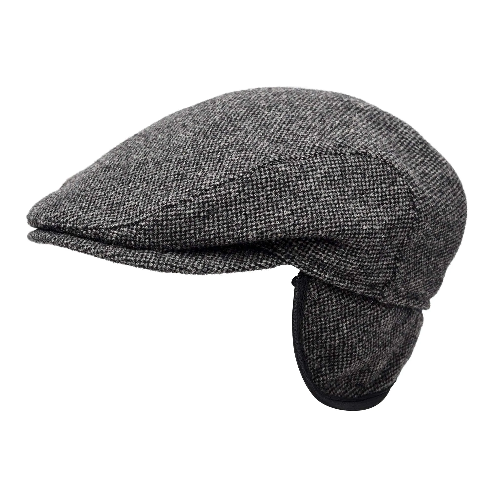 Wigens Men's Shetland Wool Slim Ivy Cap with Ear Flaps