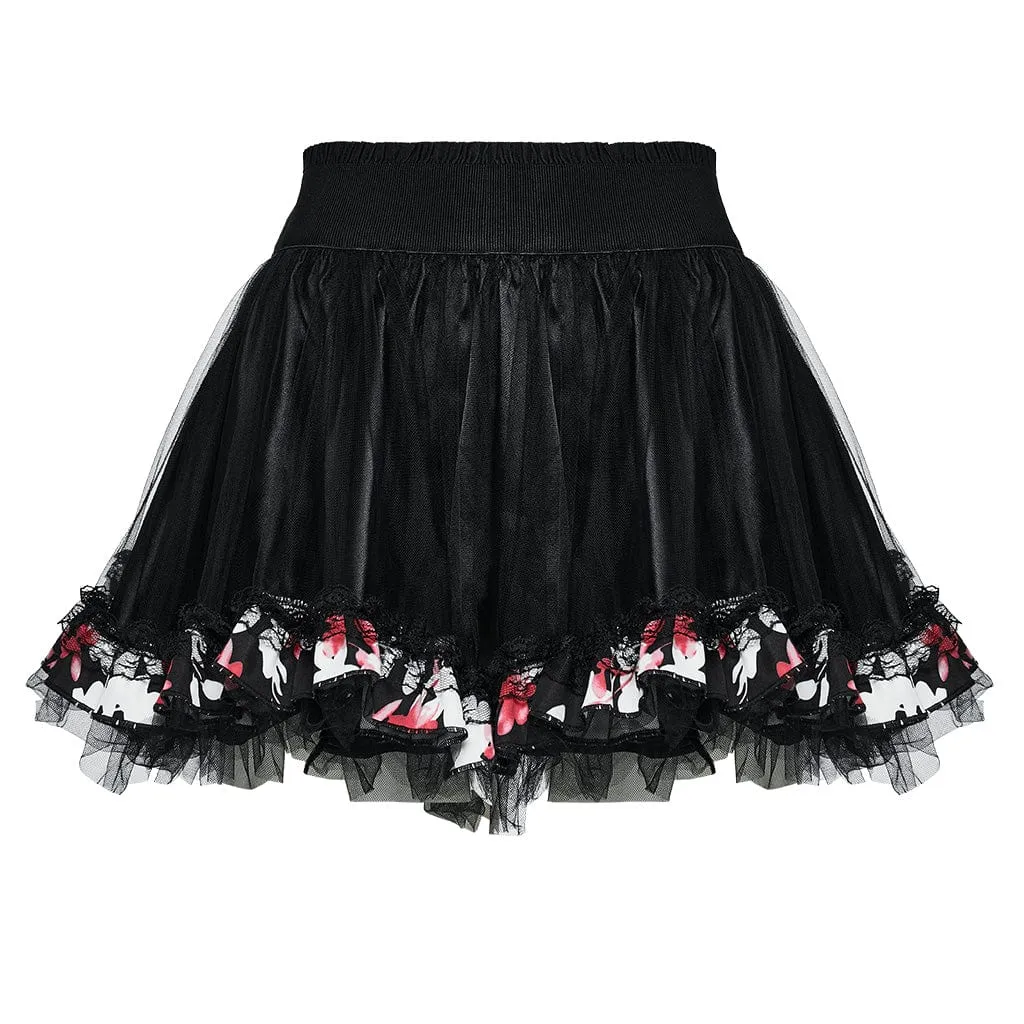 Women's Lolita Floral Printed Kimono with Skirt