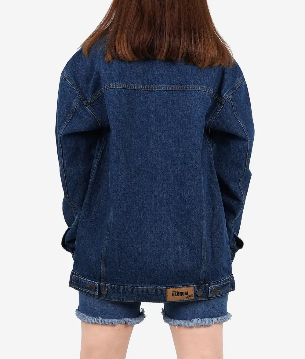 Womens Mid Blue Oversized Denim Jacket