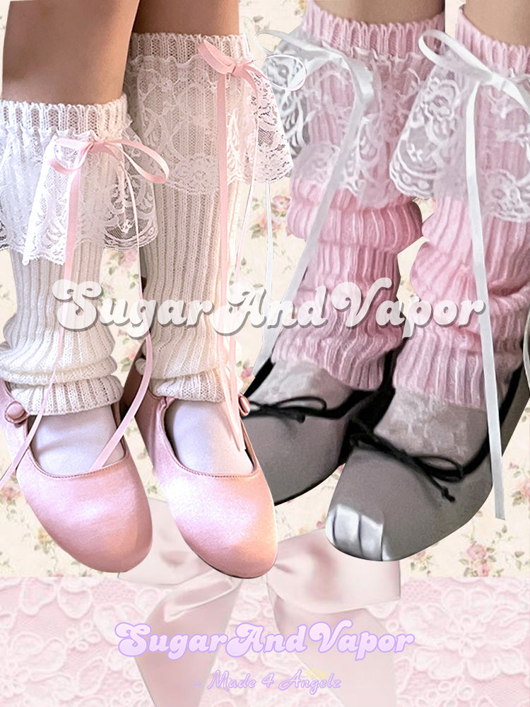 Yuna Lace Bowknot Knitted Arm/Leg Warmers