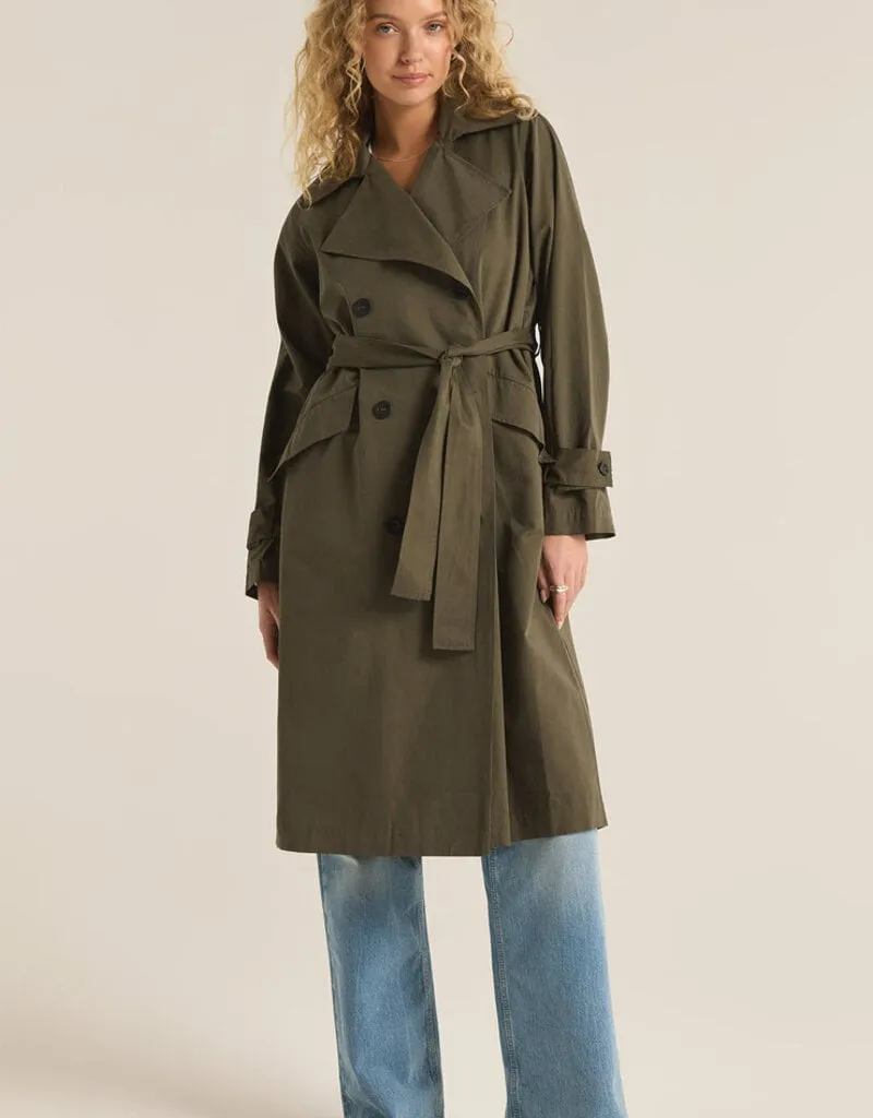 Z Supply Dorian Trench Coat - Grape Leaf