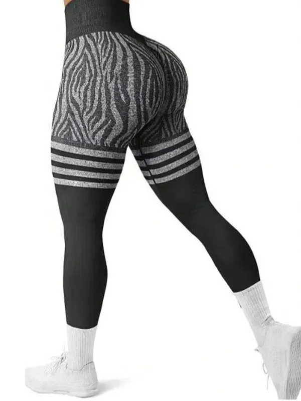 ZASUWA Female Zebra Print Stripes Scrunch Bum Legging